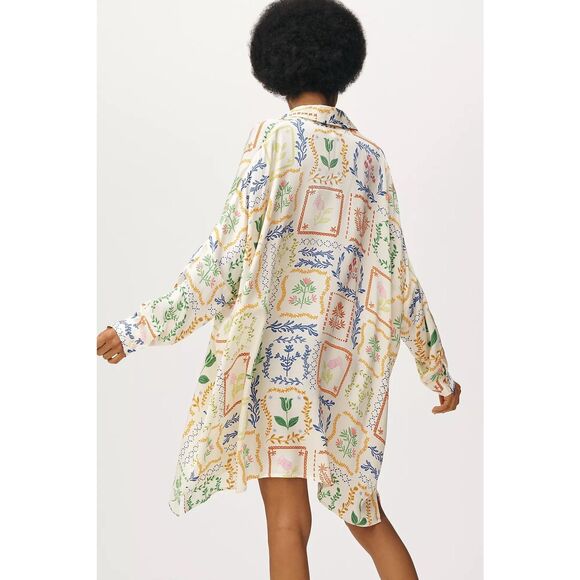 New Anthropologie Corey Lynn Calter Shirt Dress Oversized Printed Mini XL - Picture 2 of 9